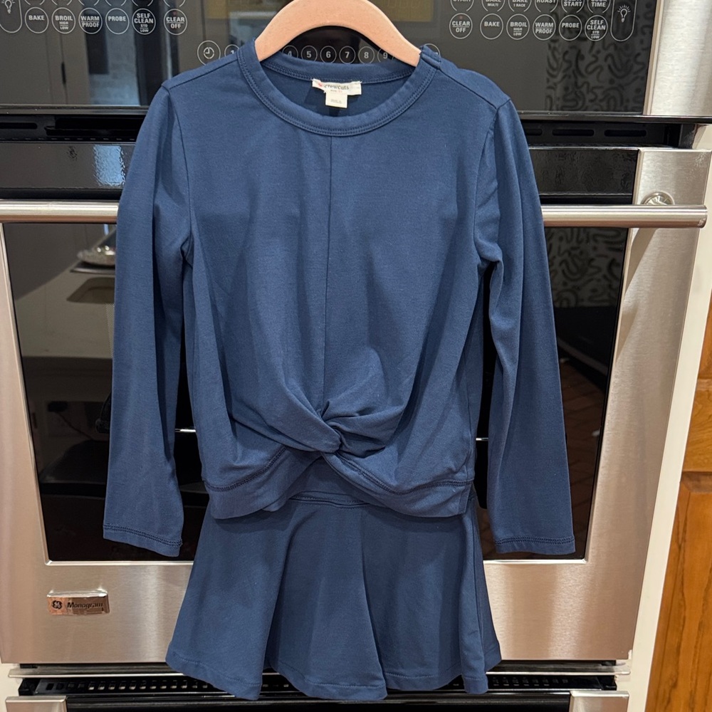 Crewcuts - Girls Blue Long Sleeve Active Top w/Matching Skort - Size: 5